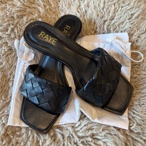 Raye leather braided heels